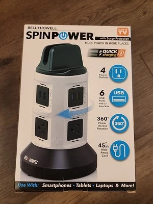 Bell + Howell 4-Outlets / 6 USB Spin Power - The Ultimate Smart Charging Station - Image 1 of 3