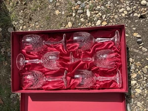 Bohemian Cranmore. Fine Cut lead crystal wine glasses x6 glasses - Picture 1 of 2