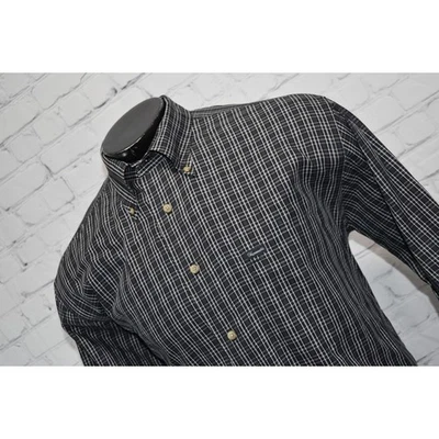 Camisa de vestir Faconnable para hombre talla grande clásica negra a cuadros algodón Foto 1 de 4