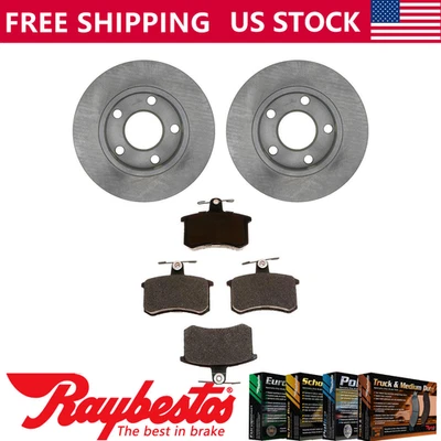 Kit de rotores de freno traseros + pastillas metálicas y herrajes para Audi 90 Quattro 1995 Foto 1 de 4