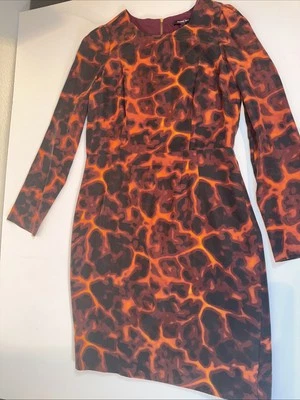 Rachel Roy Collection Lava Print Silk Dress Women’s Size 12 Long Sleeve  - Image 1 of 4