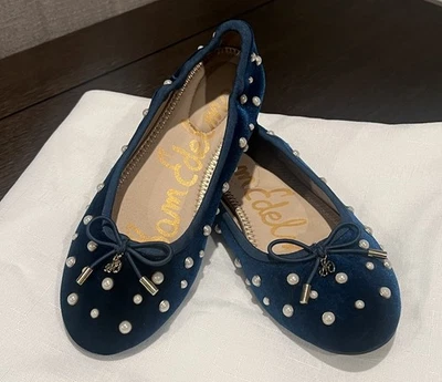 Sam Edelman Felicia Perla Terciopelo Ballet Pisos Azul Teal Talla 5| Excelente Estado Foto 1 de 4