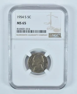 1954-S Jefferson Nickel MS65 NGC Brown Label *6765 - Picture 1 of 5