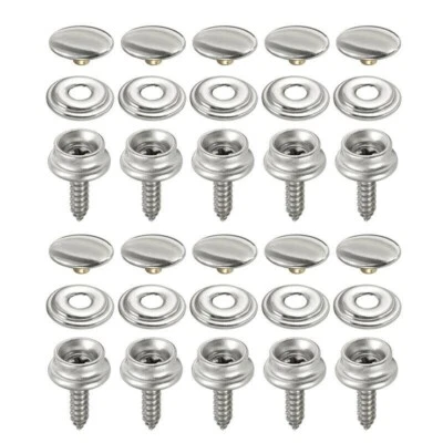 MARKENLOS 30stk-Druckknopf Edelstahl Set Persenning Plane Camping Nähfrei Zeltboot Marine