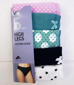 Ex M & S Ladies 5 Pack Cotton Lycra High Legs Briefs Knickers ~ Sizes 8 to 24 - Picture 1 of 11
