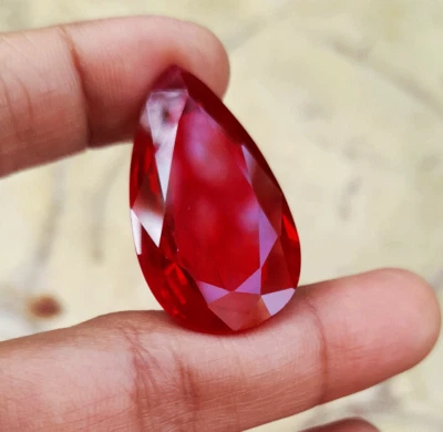 32x18mm. 47.5cts. PEAR CORUNDUM BLOOD RED RUBY LOOSE GEMs EXCELLENT CUT AAA+ - Image 1 of 4