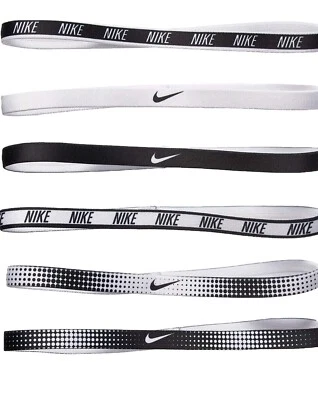 Nuevo paquete de 6 diademas estampadas Nike para mujer mezcla en blanco y negro Foto 1 de 2