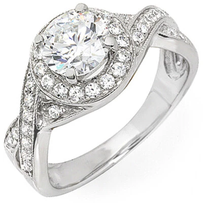 GIA Certified 1.50 Carat Diamond Engagement Ring Round Cut 14k White Gold - Изображение 1 из 4