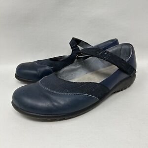 NAOT Women's LUGA Blue Leather Mary Jane Flats Shoes, Size US 11/EU 42