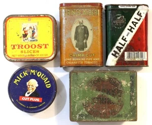 Vintage Tobacco Tin Lot, Half & Half, Prince Albert, Troost, McQuaid, Lucky - Picture 1 of 5