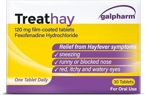 Treathay Hayfever Relief 120mg Fexofenadine x30 Tablets (similar to Allevia) - Picture 1 of 5