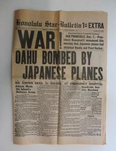 Honolulu Star Bulletin 1st 2& Extra Newspaper WAR Dec 7 1941 Pearl Harbor Hawaii - Picture 1 of 7