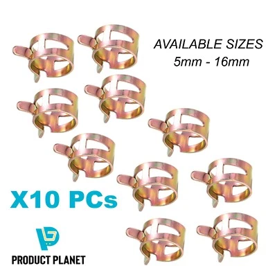 Fuel Line Hose Spring Clips 5-16mm Mini Pipe Tube Air Water Hose Clamps Pack UK - Image 1 of 4