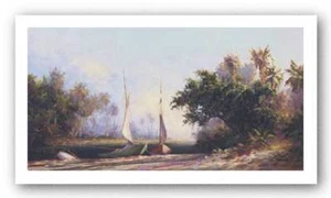 Peace River Sunset Malarz Sailing Art Print 39x22 - Picture 1 of 1