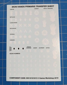 Iron Hands Upgrades Bits Transfer Sheet Decals Primaris Space Marines IH Bitz - Picture 1 of 1