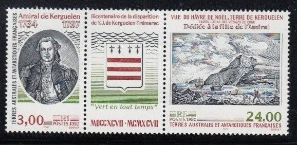 FRENCH SOUTHERN & ANTARCTIC TERRITORIES Captain Cook Kerguelen Landing MNH set - Image 1 of 1