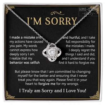 Collar Nudo Colgante Perdón Disculpa Regalo para Su Esposa Novia Foto 1 de 4