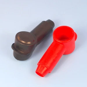Quality Pair Battery Terminal Stud Cover 14-20mm Cable Entry Red Black Insulated - Picture 1 of 2
