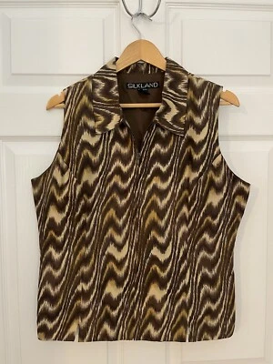 Colete Feminino Silkland 100% Seda Pura Vintage Estampa de Animais Gola G - Imagem 1 de 4