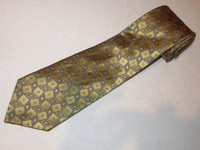 New Jos A Bank Tie Gold Blue Geometric Luxury Designer Silk Mens Woven Necktie 
