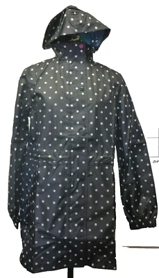 Joules Y GoLightly Navy Spot Spotted Packaway Jacket Waterproof Mac Coat Women 6 - Image 1 of 4