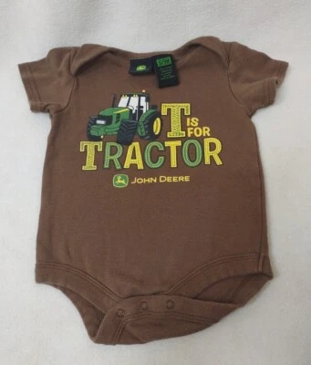 John Deere Bebé Niño Talla 6-9 Meses Marrón Body Una Pieza Estampado Tractor  Foto 1 de 4