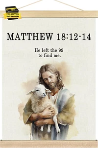 Christian Easter Wall Decor - Spring Scripture Jesus Sheep Wall Art Poster Hange - Picture 1 of 7