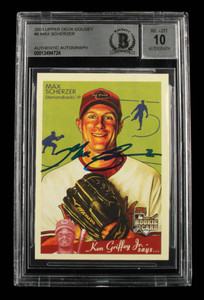 Max Scherzer Signed 2008 Upper Deck Goudey #6 - Autograph Graded Beckett 10 - Ro