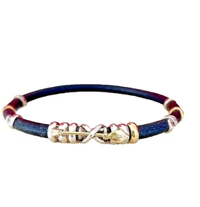 Leather Bracelet - Gold and Silver. Italian, Exceptional Quality, by Misani - Picture 1 of 7