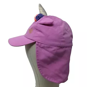 Unbranded Girl's Sun Hat Neck Flap Pink 100% Polyester Unicorn Accent - Picture 1 of 7