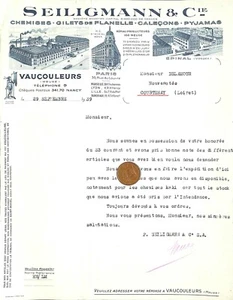 VAUCOULEURS (55) CHEMISES GILETS PYJAMAS  / ETS SEILIGMANN / COURRIER 1939 - Picture 1 of 1