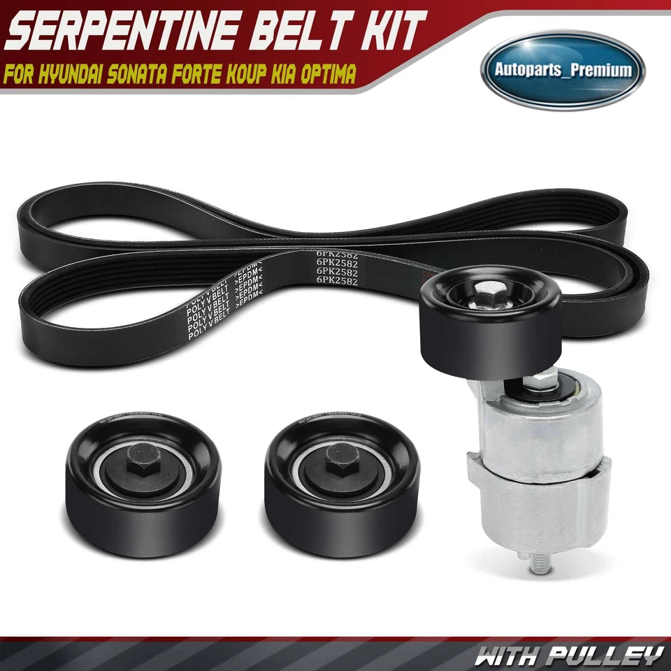 4x Serpentine Belt Drive Component Kit for Hyundai Sonata Forte Koup Kia Optima - Image 1 of 4