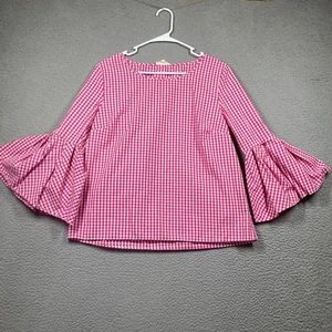 Jane and Delancy Top Damen XL Rosa Gingham Glockenärmel Prairie Country Chic - Bild 1 von 9