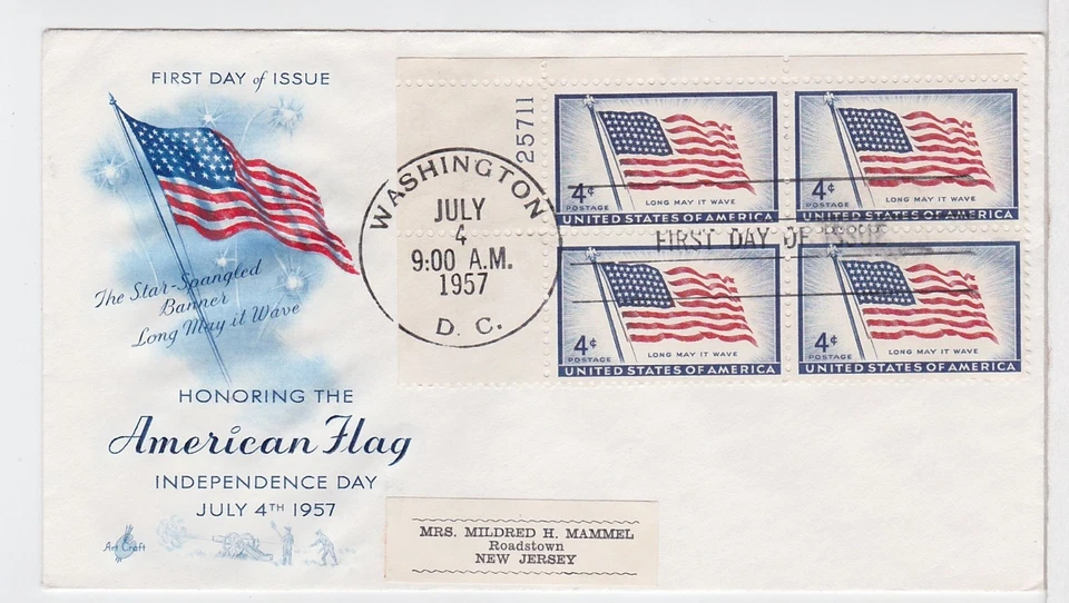 TurtlesTradingPost- 49 Star Flag 1959 FDC #1132 ArtcraftCachet - Plate Block - Image 1 of 1