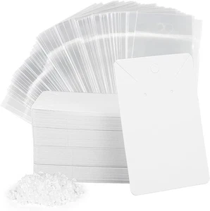 yuntop 100 Pcs Earring Cards with 100Pcs Self Adhesive Bags for White - Picture 1 of 7