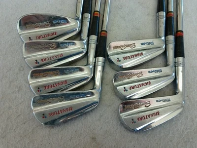 VINTAGE LEFT HANDED WILSON SAM SNEAD 2-8 IRON SET WILSON REGULAR STIFF STEEL - Image 1 of 4
