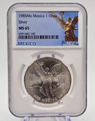 1985 1 Oz Silver MEXICAN LIBERTAD NGC MS65  - Image 1 of 3