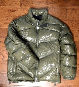 Armani Exchange A|X $400 Shiny Nylon Puffer Down Jacket Men's XS Olive Green - Picture 1 of 17