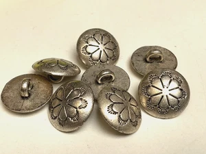 buttons silver tone 1/2" flower dome metal shank 5pcs - Picture 1 of 4