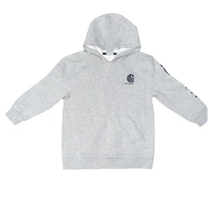 Carhartt Hoodie Youth Medium 8-10 Gray Hooded Sweatshirt Fleece Work Black Logo - Picture 1 of 4