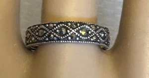 Vintage Art Deco Revival Sterling Silber Markasit Eternity Band Ring A 925 Gr. 8 - Bild 1 von 9