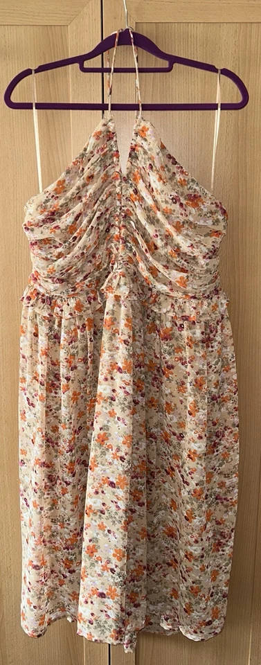 BNWT Next Multicoloured Floral Pattern Halter Neck Dress - Size UK 20 - Image 1 of 3