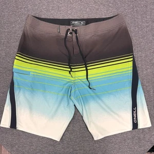 O'Neill Superfreak Board Shorts Surf Beach Swim Trunks Stripe Drawstring Size 34 - Picture 1 of 10