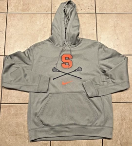 Syracuse Orange Hoodie Mens M Nike Lacrosse Grey Therma Fit Center Swoosh - Picture 1 of 6