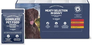 Complete Wet Food for Adult Dogs, Meat Selection in Gravy, 4.8 Kg (48 Pouches of - Picture 1 of 4