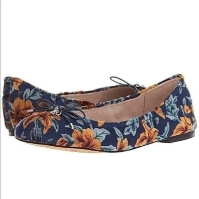 NWT Sam Edelman Felicia Baltic Navy Floral Velvet Flat Size 6 - Image 1 of 4