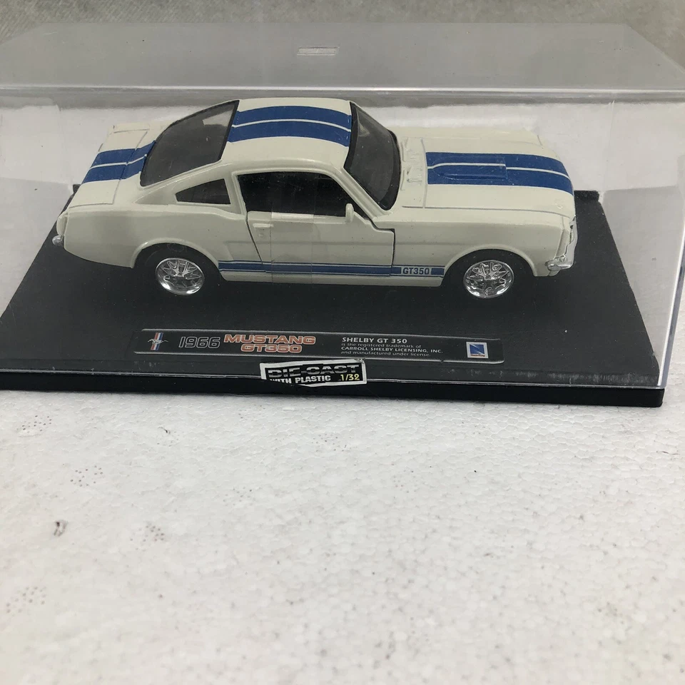 1966 Ford Shelby Mustang GT-350 WHITE / BLUE 1/32 Diecast Model Car by New-Ray - Image 1 of 4