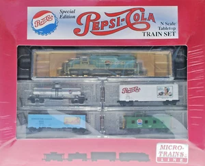 Micro-Trains. N Scale. Pepsi-Cola Table-Top Set. With Loco, Cab, 3 Cars. As New. - Picture 1 of 8
