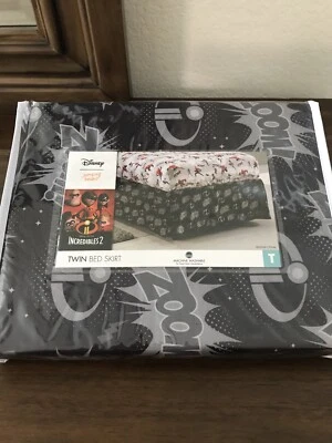 迪士尼皮克斯跳豆 Incredibles 2 张双床裙 39 英寸宽 X 75 英寸长 / 14 英寸落 — 第 1/4 张图片