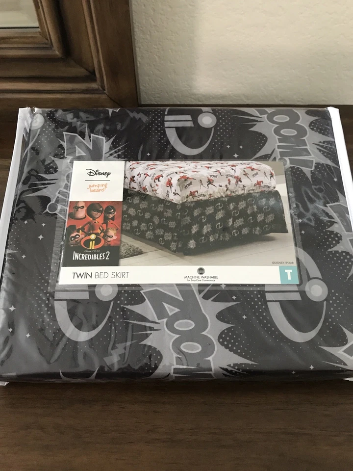 Disney Pixar Jumping Beans Incredibles 2 Twin Bed Skirt